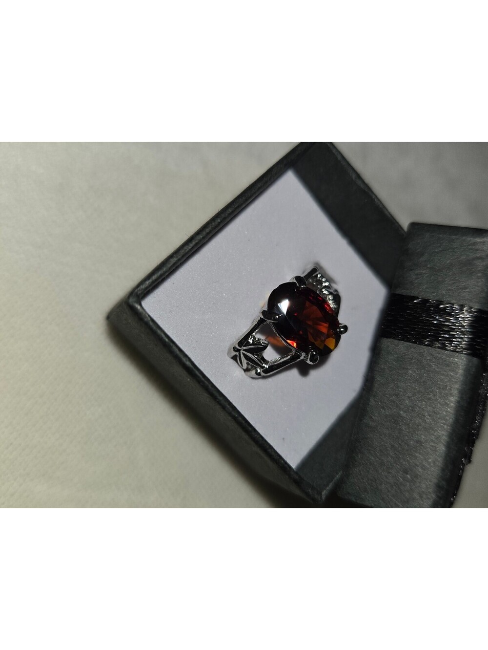Generic Silver Ring with Burgundy Stone size 7.5